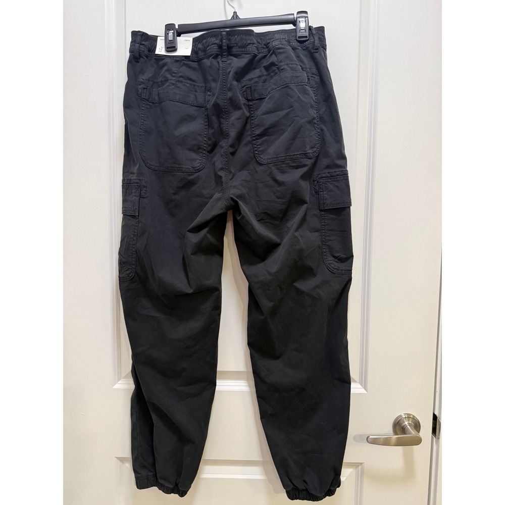 American Eagle Black Baggy Jogger High Rise Cargo Pants 12 31W Regular Stretch - Picture 2 of 6
